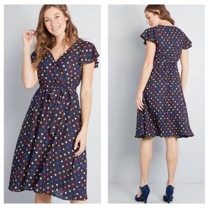 Blue Fits Of Bliss Sleeve Short Casual Dress Sz L